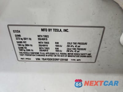 Zdjęcie 13 z 13 samochodu: 2024 TESLA MODEL Y VIN:7SAYGDED3RF129160 - miniatura