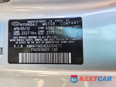 Zdjęcie 12 z 12 samochodu: 2013 HYUNDAI GENESIS COUPE 2.0T VIN:KMHHT6KD4DU084671 - miniatura