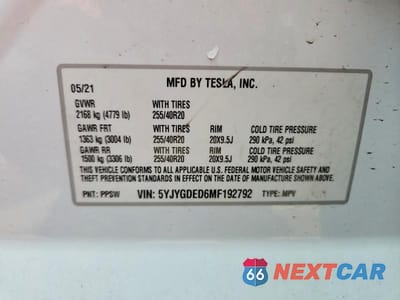 Zdjęcie 13 z 13 samochodu: 2021 TESLA MODEL Y VIN:5YJYGDED6MF192792 - miniatura