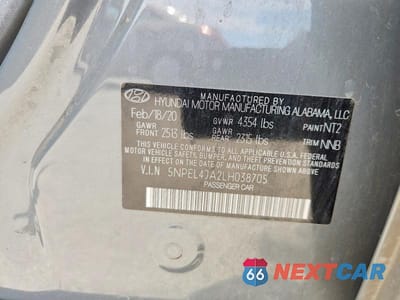 Zdjęcie 12 z 12 samochodu: 2020 HYUNDAI SONATA SEL VIN:5NPEL4JA2LH038705 - miniatura