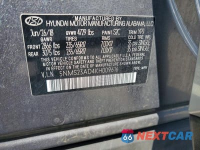Zdjęcie 14 z 14 samochodu: 2019 HYUNDAI SANTA FE SE VIN:5NMS23AD4KH009616 - miniatura