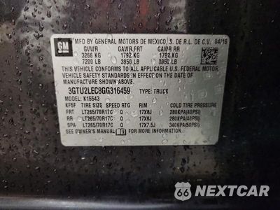 Zdjęcie 13 z 13 samochodu: 2016 GMC SIERRA K1500 VIN:3GTU2LEC8GG316459 - miniatura
