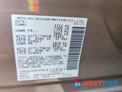 Zdjęcie 13 z 13 samochodu: 2023 NISSAN TITAN PRO-4X VIN:1N6AA1ED1PN112643 - miniatura