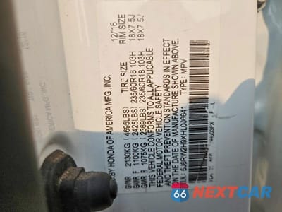 Zdjęcie 13 z 13 samochodu: 2017 HONDA CR-V TOURING VIN:5J6RW2H9XHL006641 - miniatura