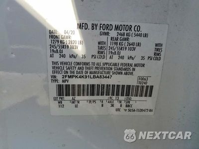Zdjęcie 13 z 13 samochodu: 2020 FORD EDGE TITANIUM VIN:2FMPK4K91LBA83447 - miniatura