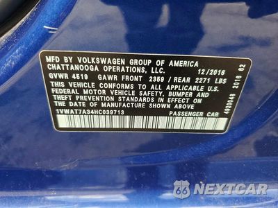Zdjęcie 12 z 12 samochodu: 2017 VOLKSWAGEN PASSAT S VIN:1VWAT7A34HC039713 - miniatura