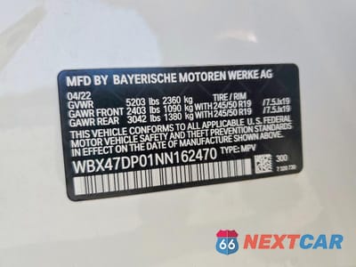 Zdjęcie 13 z 13 samochodu: 2022 BMW X3 SDRIVE30I VIN:WBX47DP01NN162470 - miniatura