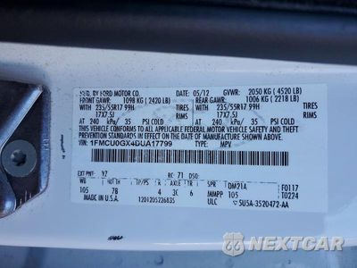 Zdjęcie 13 z 13 samochodu: 2013 FORD ESCAPE SE VIN:1FMCU0GX4DUA17799 - miniatura