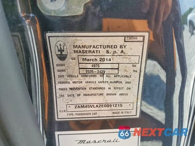 Zdjęcie 12 z 12 samochodu: 2014 MASERATI GRANTURSMO VIN:ZAM45VLA2E0091215 - miniatura