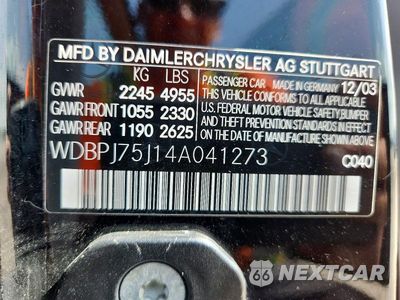 Zdjęcie 12 z 12 samochodu: 2004 MERCEDES-BENZ CL 500 VIN:WDBPJ75J14A041273 - miniatura