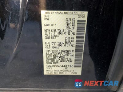 Zdjęcie 12 z 12 samochodu: 2010 NISSAN FRONTIER SE V6 VIN:1N6AD0EV3AC448730 - miniatura