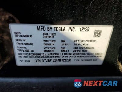 Zdjęcie 13 z 13 samochodu: 2021 TESLA MODEL S VIN:5YJSA1E24MF426237 - miniatura