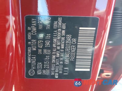 Zdjęcie 12 z 12 samochodu: 2025 HYUNDAI ELANTRA HYBRID SEL SPORT VIN:KMHLM4DJ6SU135468 - miniatura