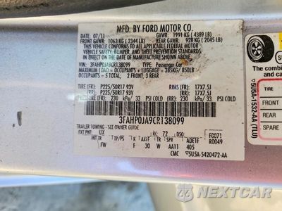 Zdjęcie 12 z 12 samochodu: 2012 FORD FUSION SEL VIN:3FAHP0JA9CR138099 - miniatura