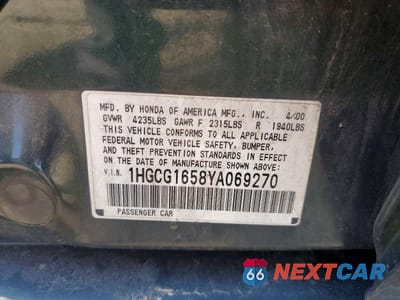 Zdjęcie 12 z 12 samochodu: 2000 HONDA ACCORD EX VIN:1HGCG1658YA069270 - miniatura