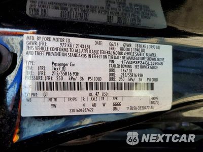 Zdjęcie 12 z 12 samochodu: 2016 FORD FOCUS SE VIN:1FADP3F24GL359048 - miniatura