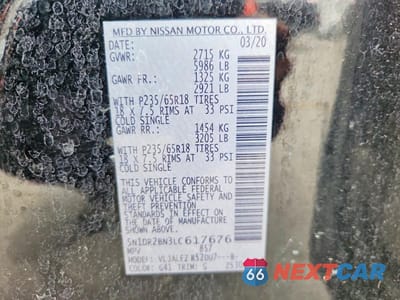 Zdjęcie 14 z 14 samochodu: 2020 NISSAN PATHFINDER SV VIN:5N1DR2BN3LC617676 - miniatura