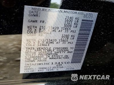 Zdjęcie 12 z 12 samochodu: 2025 NISSAN MURANO SV VIN:5N1AZ3BS3SC134556 - miniatura