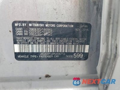 Zdjęcie 12 z 12 samochodu: 2017 MITSUBISHI LANCER ES VIN:JA32U2FU0HU006712 - miniatura