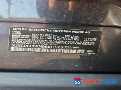 Zdjęcie 13 z 13 samochodu: 2022 BMW X5 XDRIVE40I VIN:5UXCR6C0XN9M87825 - miniatura