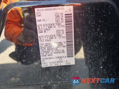 Zdjęcie 13 z 13 samochodu: 2020 NISSAN PATHFINDER S VIN:5N1DR2AN6LC590054 - miniatura