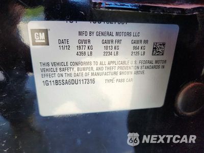 Zdjęcie 12 z 12 samochodu: 2013 CHEVROLET MALIBU LS VIN:1G11B5SA6DU117316 - miniatura
