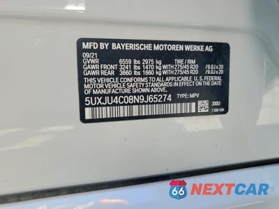 Zdjęcie 12 z 12 samochodu: 2022 BMW X5 M50I VIN:5UXJU4C08N9J65274 - miniatura