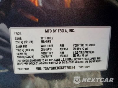 Zdjęcie 13 z 13 samochodu: 2025 TESLA MODEL Y VIN:7SAYGDEDXSF276534 - miniatura