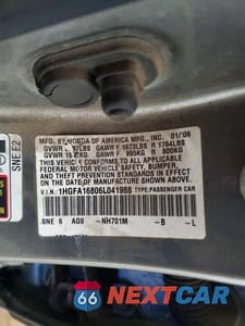 Zdjęcie 12 z 12 samochodu: 2006 HONDA CIVIC EX VIN:1HGFA16806L041988 - miniatura