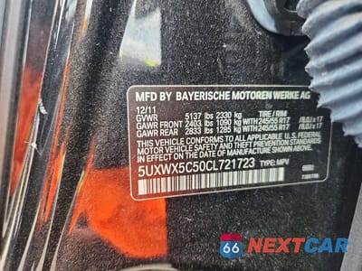 Zdjęcie 13 z 13 samochodu: 2012 BMW X3 XDRIVE28I VIN:5UXWX5C50CL721723 - miniatura