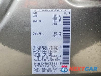 Zdjęcie 12 z 12 samochodu: 2025 NISSAN ALTIMA SR VIN:1N4BL4CV2SN338848 - miniatura