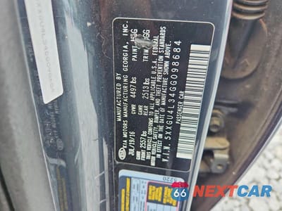 Zdjęcie 12 z 12 samochodu: 2016 KIA OPTIMA EX VIN:5XXGU4L34GG098684 - miniatura