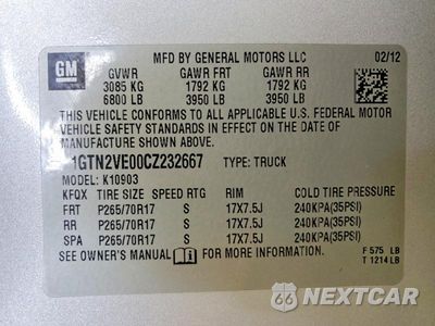 Zdjęcie 12 z 12 samochodu: 2012 GMC SIERRA K1500 SLE VIN:1GTN2VE00CZ232667 - miniatura