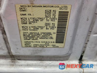 Zdjęcie 13 z 13 samochodu: 2012 NISSAN NV 2500 DELIVERY VAN VIN:1N6AF0LY4CN104516 - miniatura