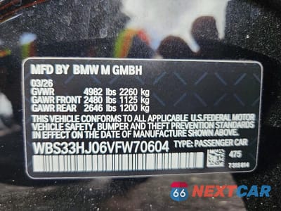 Zdjęcie 12 z 12 samochodu: 2027 BMW M3 COMPETITION VIN:WBS33HJ06VFW70604 - miniatura