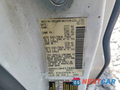 Zdjęcie 12 z 12 samochodu: 2022 NISSAN FRONTIER S VIN:1N6ED1CL2NN657699 - miniatura