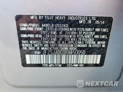 Zdjęcie 12 z 12 samochodu: 2015 SUBARU FORESTER 2.5I PREMIUM VIN:JF2SJADC0FH450050 - miniatura