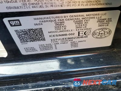 Zdjęcie 13 z 13 samochodu: 2024 GMC SIERRA K1500 AT4 VIN:1GTUUEE86RZ364644 - miniatura