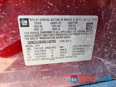 Zdjęcie 13 z 13 samochodu: 2017 CHEVROLET TRAX 1LT VIN:3GNCJLSB9HL143755 - miniatura