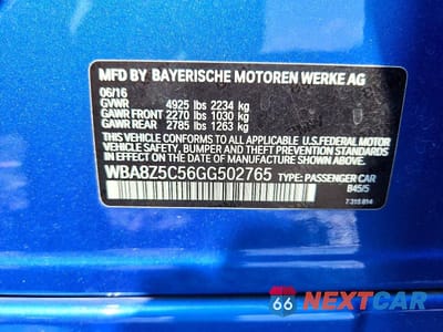 Zdjęcie 12 z 12 samochodu: 2016 BMW 328 XIGT SULEV VIN:WBA8Z5C56GG502765 - miniatura