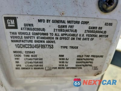 Zdjęcie 13 z 13 samochodu: 2005 CHEVROLET SILVERADO C2500 HEAVY DUTY VIN:1GCHC23U45F897753 - miniatura