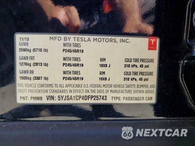 Zdjęcie 12 z 12 samochodu: 2013 TESLA MODEL S VIN:5YJSA1CP4DFP25743 - miniatura