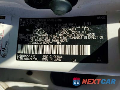 Zdjęcie 13 z 13 samochodu: 2008 TOYOTA 4RUNNER SR5 VIN:JTEZU14R380099902 - miniatura