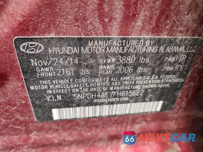 Zdjęcie 12 z 12 samochodu: 2015 HYUNDAI ELANTRA SE VIN:5NPDH4AE7FH615622 - miniatura