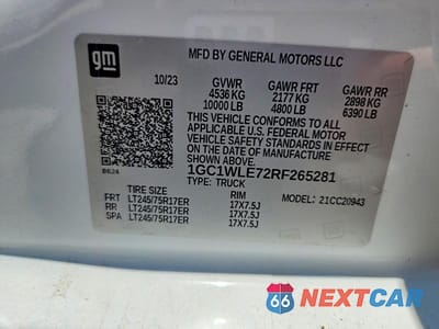 Zdjęcie 13 z 13 samochodu: 2024 CHEVROLET SILVERADO C2500 HEAVY DUTY VIN:1GC1WLE72RF265281 - miniatura