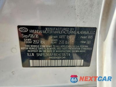 Zdjęcie 12 z 12 samochodu: 2019 HYUNDAI SONATA SE VIN:5NPE24AF8KH738774 - miniatura