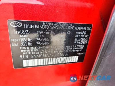 Zdjęcie 13 z 13 samochodu: 2020 HYUNDAI SANTA FE SEL 2.0T VIN:5NMS33AA7LH246380 - miniatura