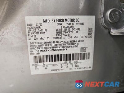 Zdjęcie 13 z 13 samochodu: 2022 FORD EXPLORER ST-LINE VIN:1FMSK8KH5NGB91543 - miniatura