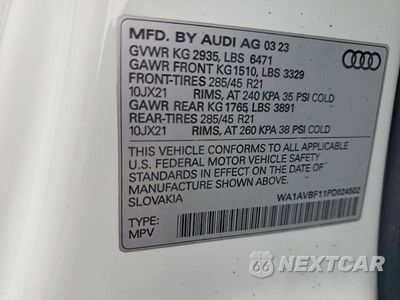 Zdjęcie 14 z 14 samochodu: 2023 AUDI Q8 PREMIUM VIN:WA1AVBF11PD024502 - miniatura