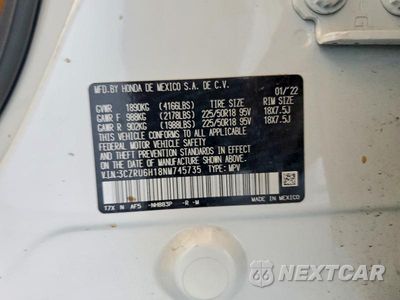 Zdjęcie 13 z 13 samochodu: 2022 HONDA HR-V SPORT VIN:3CZRU6H18NM745735 - miniatura